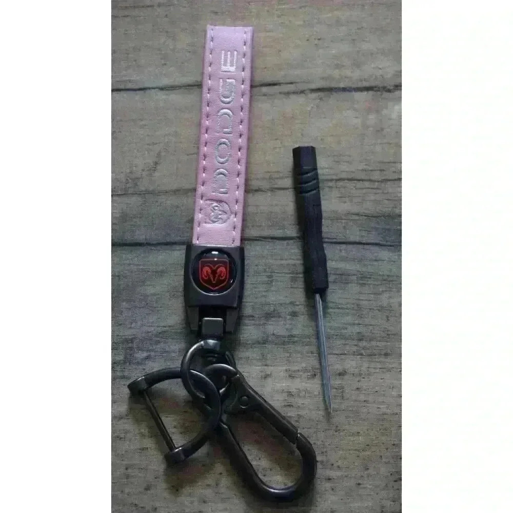 Dodge Ram Pink Leather Keychain Lanyard Horseshoe Buckle (New) - Picture 1 of 10